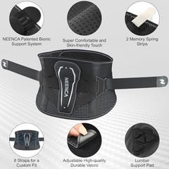 Back Brace for Lower Back Pain with Bionic Support System, Medium Black-Single