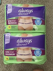 2X Always Discreet Women Underwear Incontinence Maximum Size S/M 19ct ea New