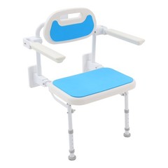 Wall Mounted Folding Shower Chair, Height Adjustable Shower Chair With Backrest