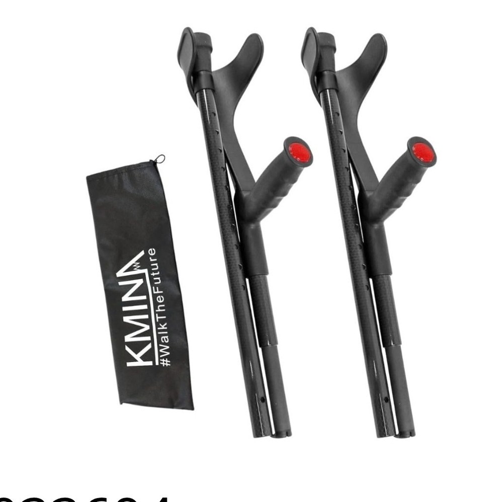 Foldable Forearm Crutches of Carbon Fiber x2 Units, Open Cuff, Lightweight, F…