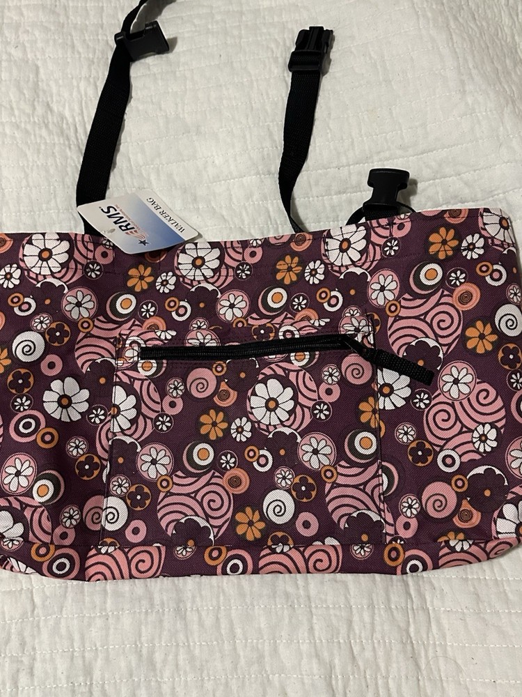RMS Royal Medical Solutions Walker Rollator Bag Burgandy Floral 17” X 10”