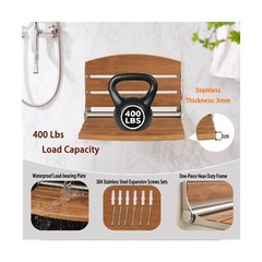 17.5″ Folding Shower Seat Wall Mounted,Foldable Shower Bench,Fold Down Shower…