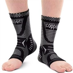 INDEEMAX Copper Ankle Brace Large, Copper-Silver Black 2 Pack