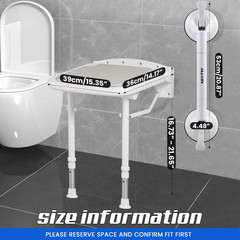 15″ Folding Shower Seat with Grab Bar, 550Lb Capacity, Adjustable Height