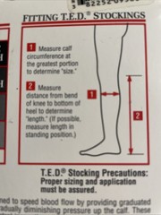 T.E.D Socks Anti Embolism Stockings Knee Length Close Toe 18mm/hg Compression XL