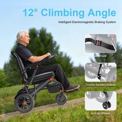 JIEXOTRI 500W Power Wheelchair Foldable Joystick Seat Belt Anti-tip 360lb
