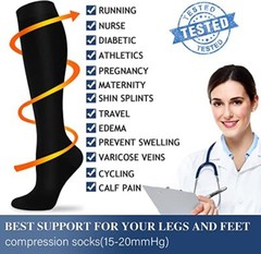 S M L XL 2XL Wide Calf Plus Size Compression Socks Women Men 15-20mmHg Unisex