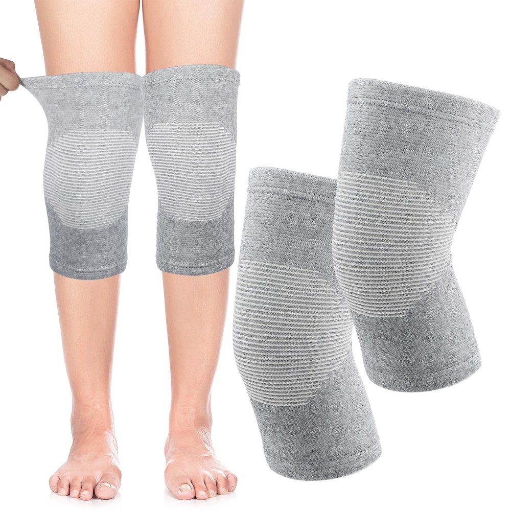 HJZHII Bamboo Knee Sleeve, Elastic Compress Sleeves X-Large, Gray