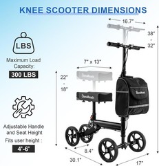 BlessReach Steerable Knee Walker Deluxe Medical Scooter for Foot Injuries Compac