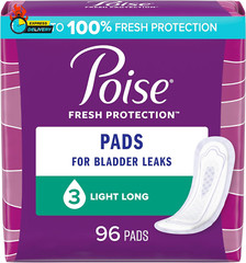 Incontinence Pads & Postpartum Incontinence Pads, 3 Drop Light Absorbency, Long