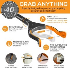 40-Inch Folding Grabber Tool for Seniors with Rotating Grip and Magnetic Claw