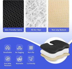 Compact Breathable Seat Cushion: U-Shape Design for Office, Car, and Gaming Use