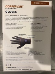Copper Compression CopperVibe Vibration Heat Therapy Gloves Black Pain Relief