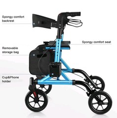 WALK MATE ROLLATOR Mobility Walker.. Seat & Backrest Cup Holder 8”Wheels Bag