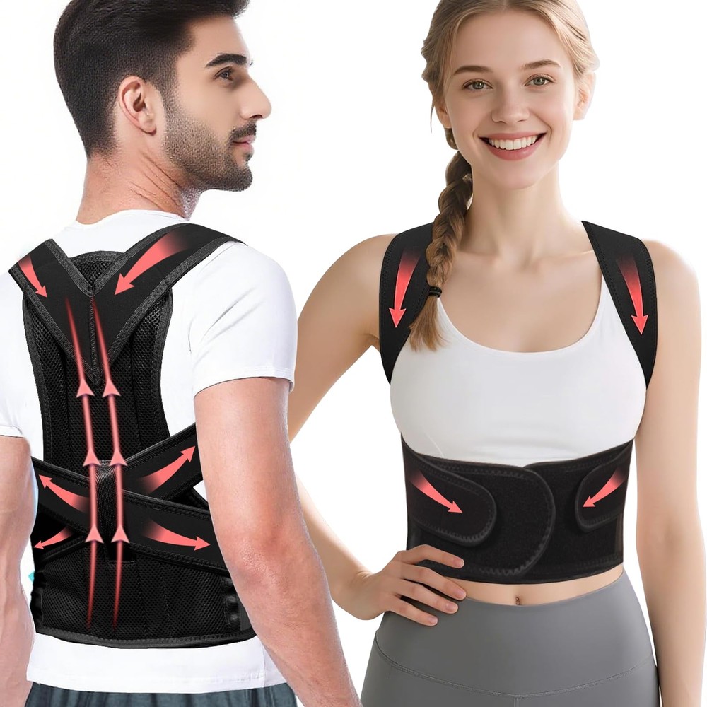 BIHEVN Posture Corrector Back Brace for Men and Women, Small, Black