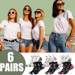 6 Pairs Ankle Compression Socks for Women Floral Low Cut Athletic Support Soc…