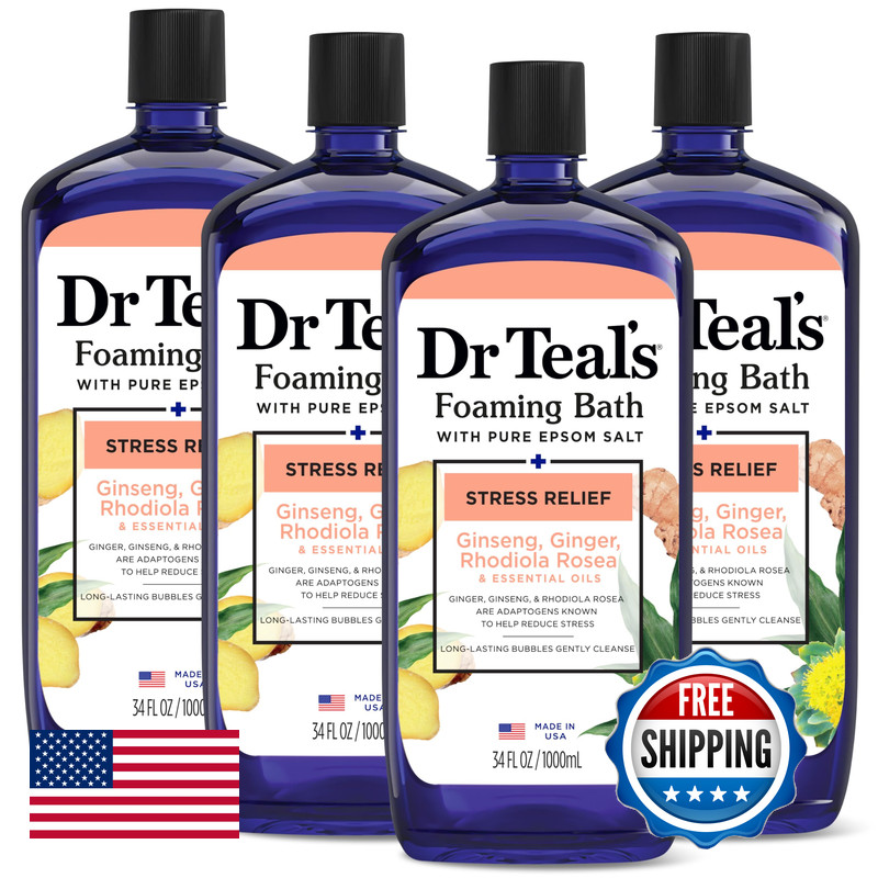 Dr Teal’S Dr Teals Foaming Bath Pure Epsom Salt Stress Relief Ginseng Ginger 34