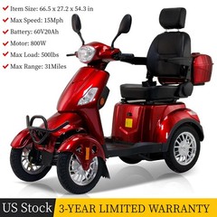 Four-Wheel Travel Mobility Scooter 800W 60V20AH Battery Motor for Adults Senior