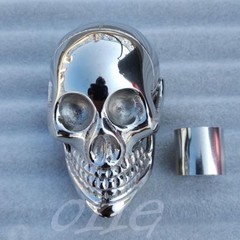 SOLID BRASS SILVER SKULL HEAD HANDLE DESIGN FOR WALKING STICK CANES HANDMADE