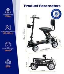 Mobility Scooter for Adults&Seniors,Carbon Fiber,46LBS,4-Wheel Powered Electric