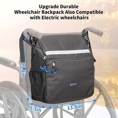 ZHCHG Wheelchair Bags, Backpack with Cup Holder, Large, black