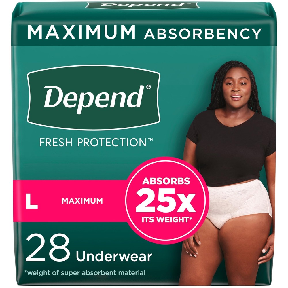 Depend Women’s Incontinence Underwear Maximum Large Blush 28 Ct