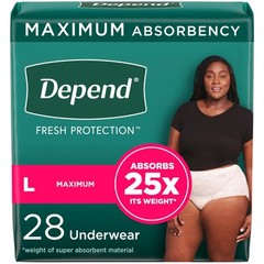 Depend Women’s Incontinence Underwear Maximum Large Blush 28 Ct