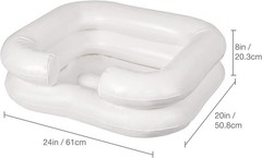 DMI Portable Inflatable Shampoo Bowl for Bedside and in 24x20x8 Inch, White