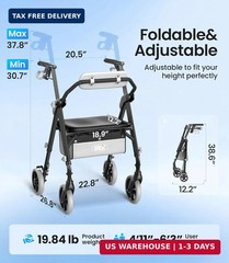 Z11 Rollator Walker with Seat for Seniors Max 380 lbs Capacity Foldable Avant