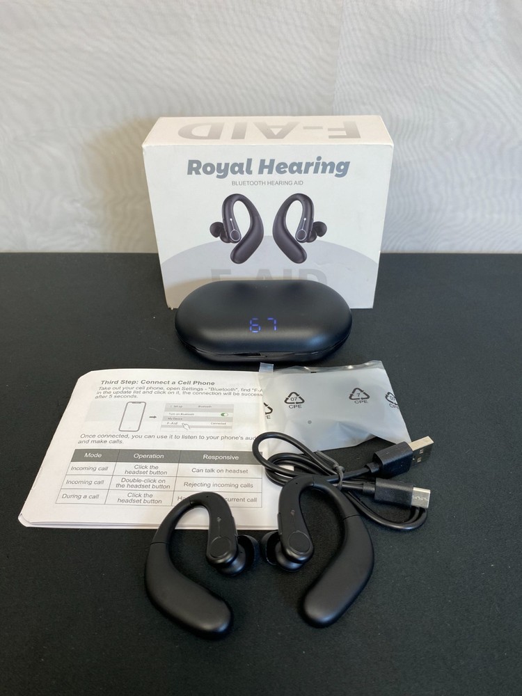 Royal Hearing F-AID Black Rechargeable Bluetooth Hearing Aids For Seniors