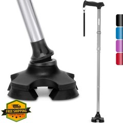 rehand Silver Walking Cane Foldable Adjustable