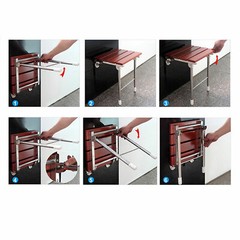 Wall-Mounted Folding Shower Seat Solid Wood Bench 15 × 12 350 lb