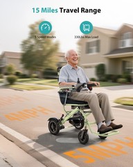 33lb Lightweight Electric Wheelchairs for Adults, 20 Mi & 360W Dual Motor, Cyan