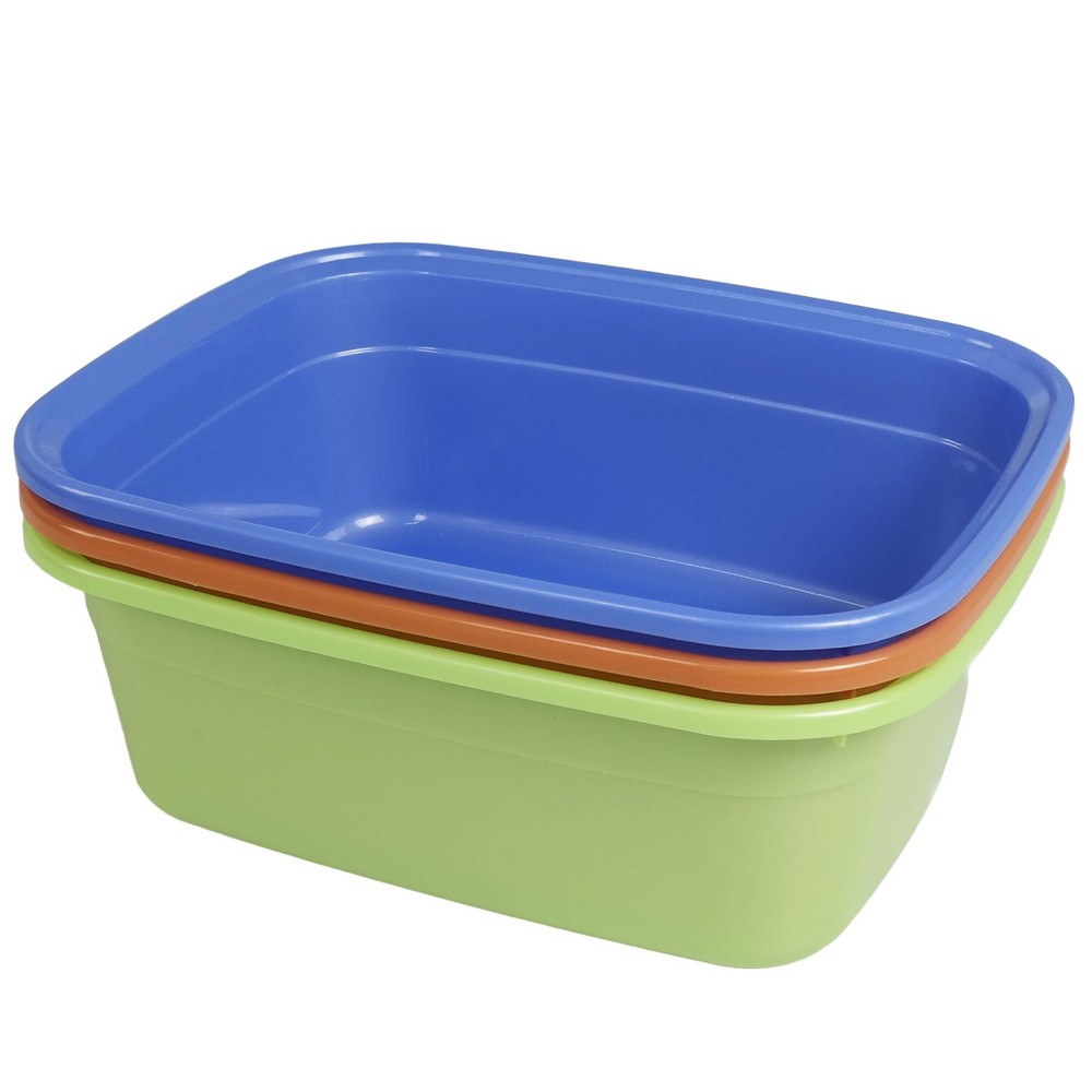 Nicesh 14 Quart Plastic Non-Slip 15″L x 11.8″W x 5.5″H, orange, blue, green