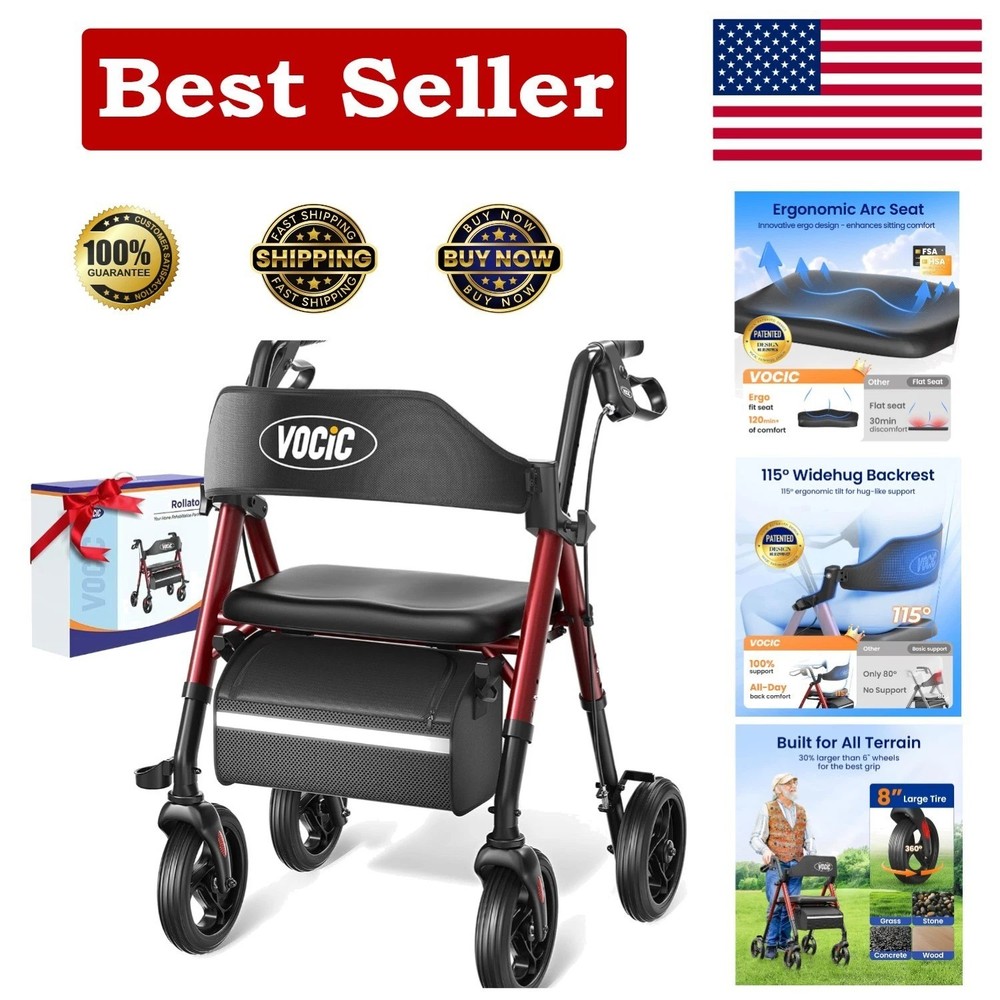 Z21 Rollator Walker for Seniors with Seat – Supports 350lbs, Lightweight & Fo…