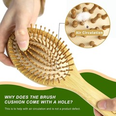Mrd Hair Brush Set Natural Bamboo Comb Paddle Detangling Hairbrush Wide-Tooth