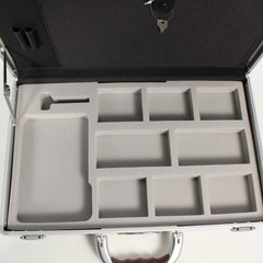 MED-EL COCHLEAR IMPLANT HARD BRIEFCASE W/LOCKS, KEY AND FOAM COMPARTMENT INSERT.