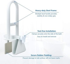 Bathtub Safety Rail, Medical Adjustable Tub Grab Bar Handle Clamp Safety Hand…
