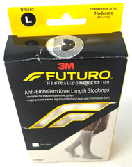 3M Futuro Anti-Embolism Knee-Length Stockings NIP Moderate 18 mmHg Large WHITE