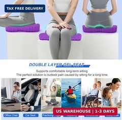 Thicken 19.7In Seat Cushion, Gel Seat Cushion for Long Sitting–Office Chair, Whe