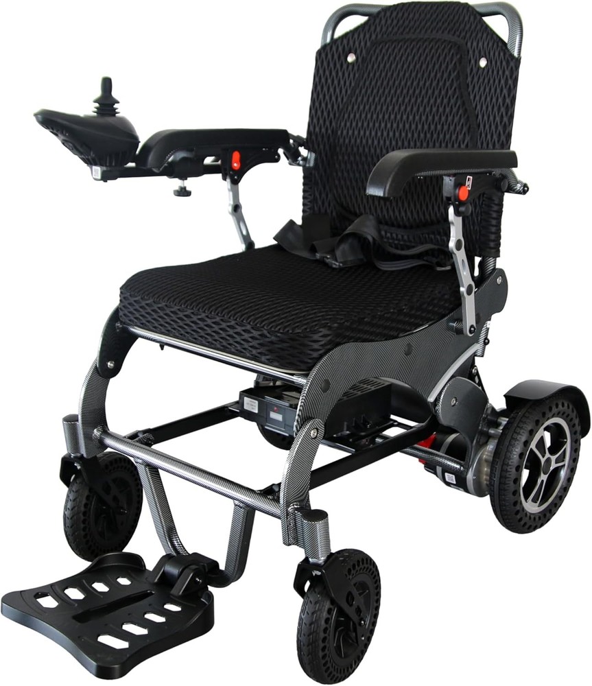 Lightweight Foldable Electric Wheelchair 265lbs Capacity Power Motor 15KM Range