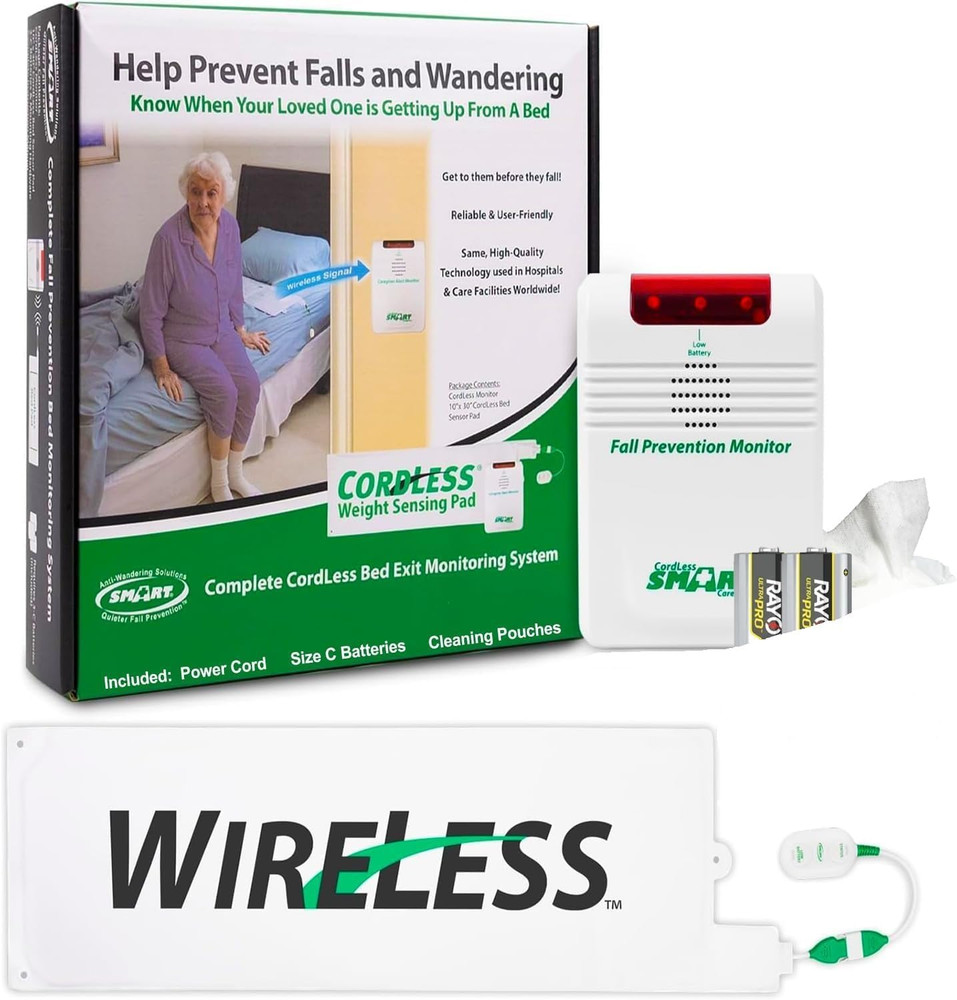 Smart Caregiver Wireless Bed Alarm System – Cordless Weight Sensing Bed Alarm Pa