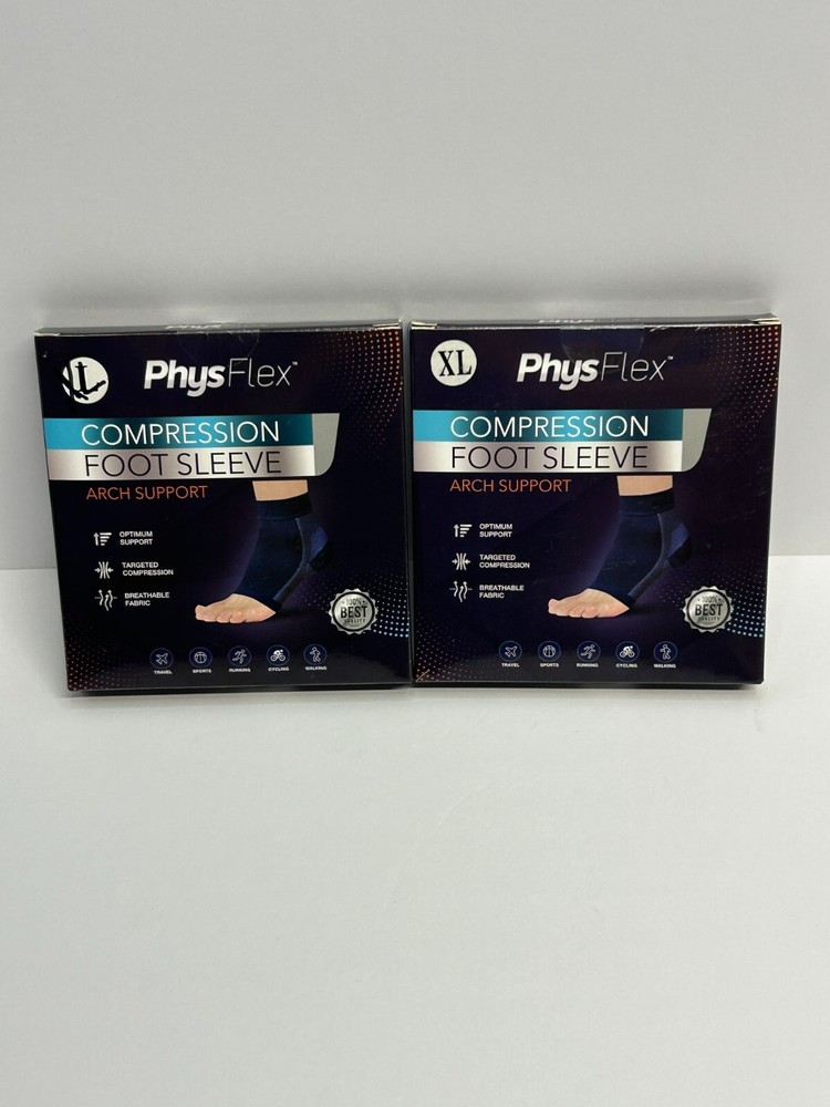 2 packs Physflex Compression Foot Sleeve Arch support Plantar Fasciitis -XL