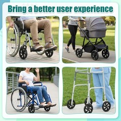 2 Pcs 7.5-Inch Replacement Wheels for Wheelchairs & Walkers, Anti-Slip Rubber Pa