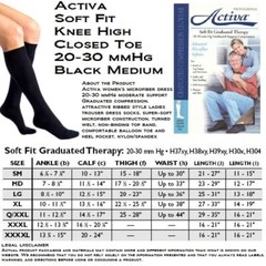 Activa Soft Fit Knee High Closed Toe 20-30mmHg Black Medium