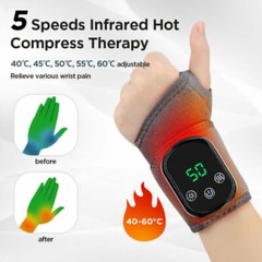 Electric Heated Wrist Massage Hand Joint Vibration Pain Relief Health Care Brace