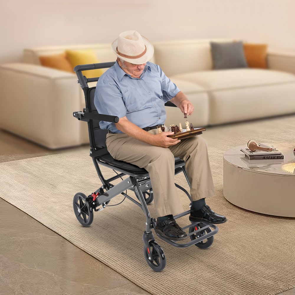 100kg/220.46lb Portable Foldable Transport Wheelchair Traveling Fold Wheel Chair