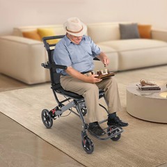 100kg/220.46lb Portable Foldable Transport Wheelchair Traveling Fold Wheel Chair
