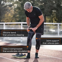FLYTEX – Knee Compression Sleeves – Pain & Injury Relief for Knees – L, Black