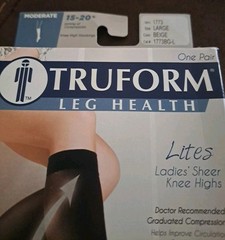 TruForm 1773 Lites Sheer Compression Knee High 15-20mmHg Closed Toe BEIGE Sz L